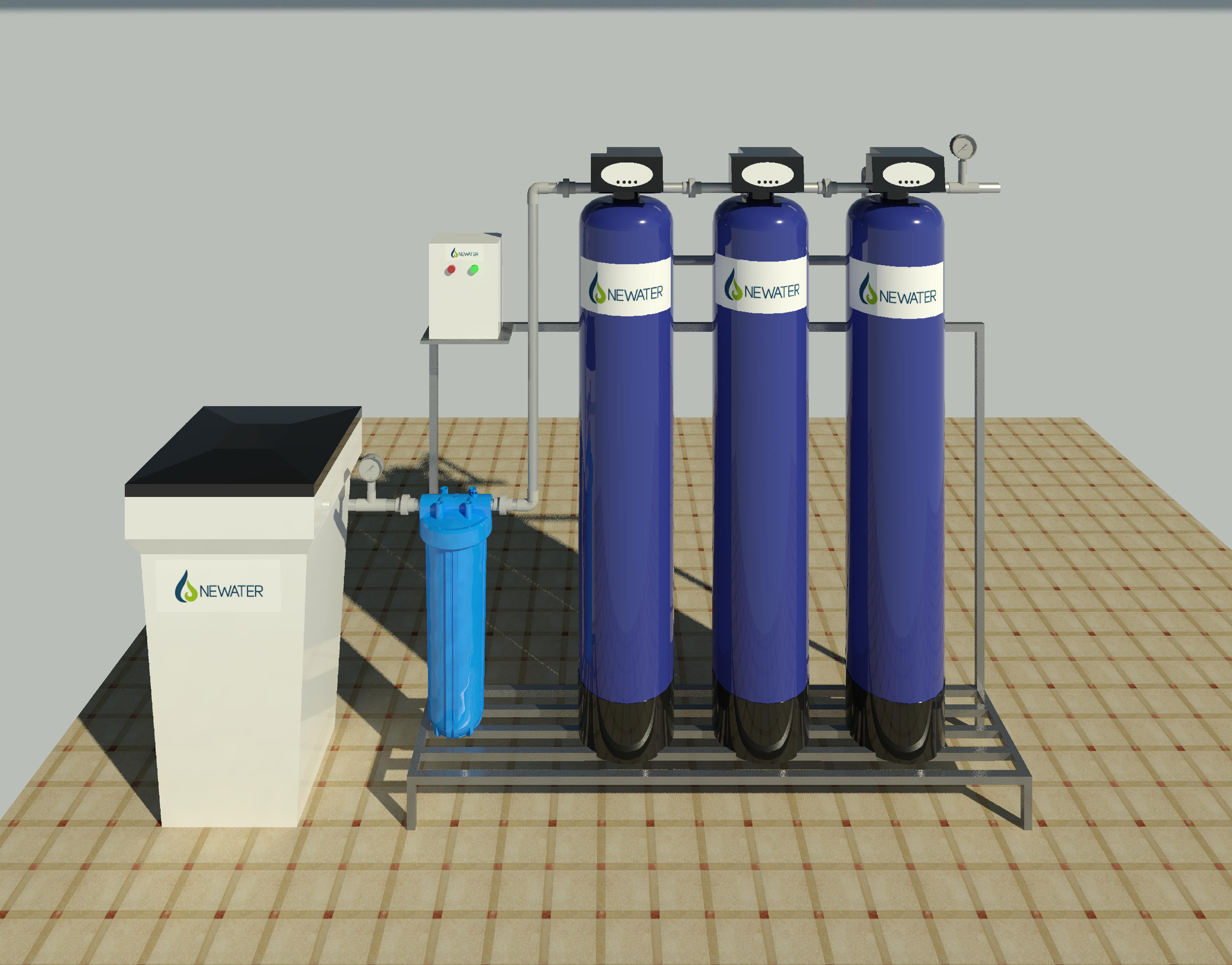 Hệ thống lọc nước tổng 3 cột composite - van tự động - công suất 1000 lít/giờ